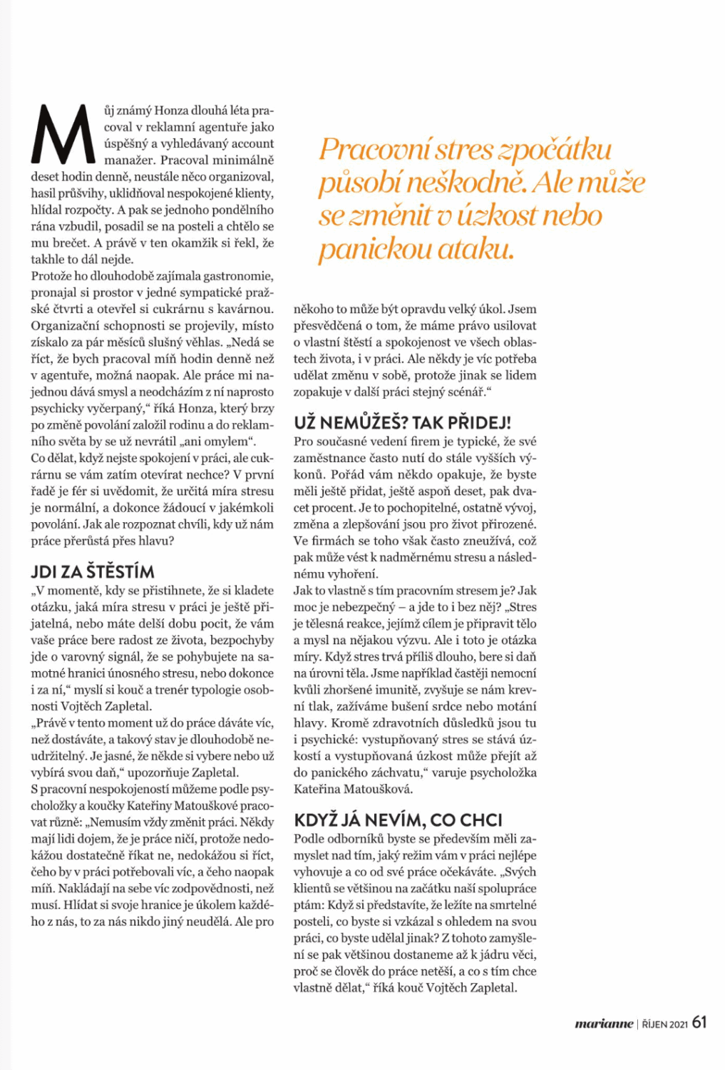 Rozhovor pro Marianne 3